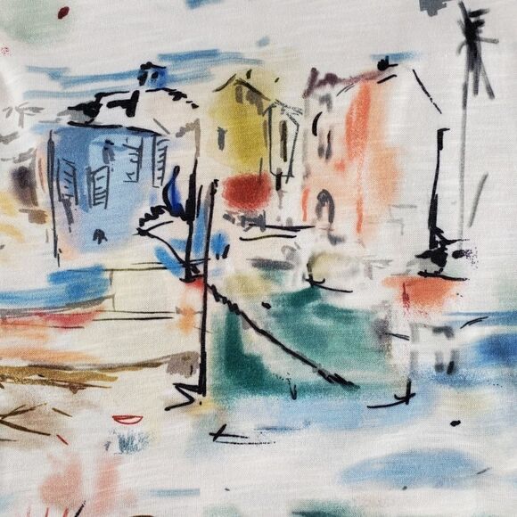 🔹️Christopher & Banks Cream Watercolor Print Long Sleeve Top Medium - Picture 6 of 9